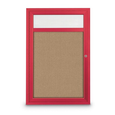 United Visual Products Slim Enclosed Corkboard, 30"x30", Bronze Alum Frame/Forbo UVEB3030-BRONZE-FORBO